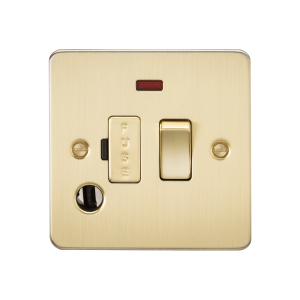 Brushed Brass 13A Switched Fused Spur Unit with Neon & Flex Outlet - FP6300FBB