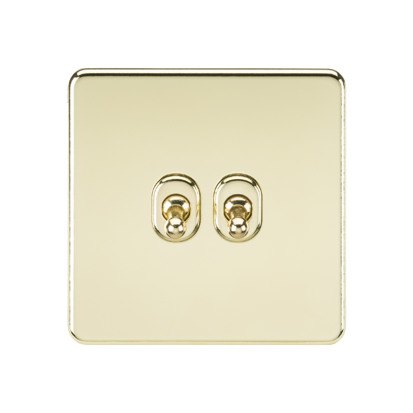 Polished Brass 10AX 2G 2-way Toggle Switch - SF2TOGPB