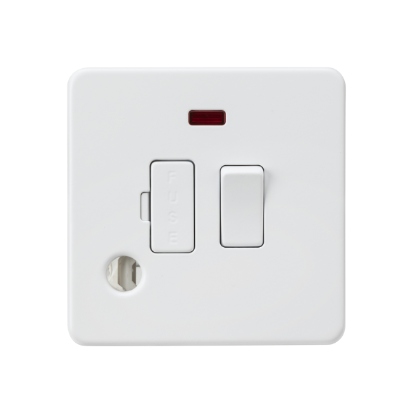 Matt White 13A Switched Fused Spur with Neon and Flex Outlet - SF6300FMW