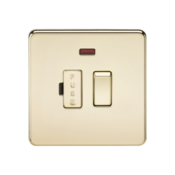 Polished Brass 13A Switched Fused Spur Unit with Neon - SF6300NPB