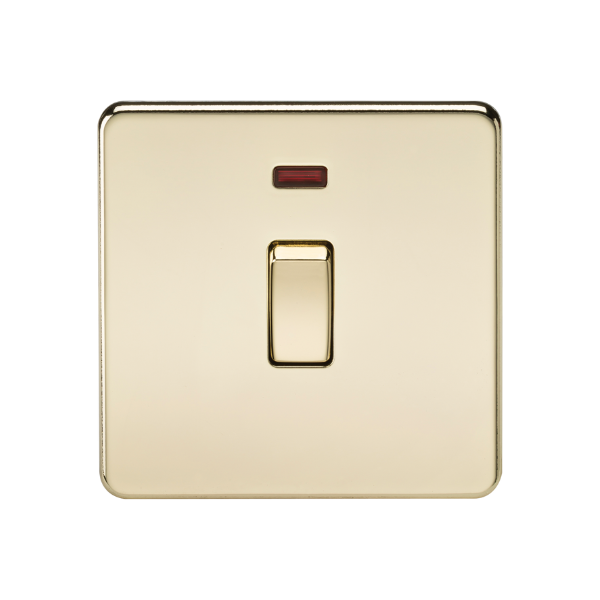 Polished Brass 20A 1G DP Switch with Neon - SF8341NPB