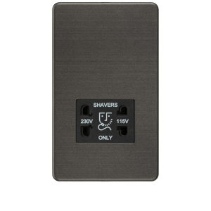 Smoked Bronze 115V/230V Dual Voltage Shaver Socket with Black Insert - SF8900SB