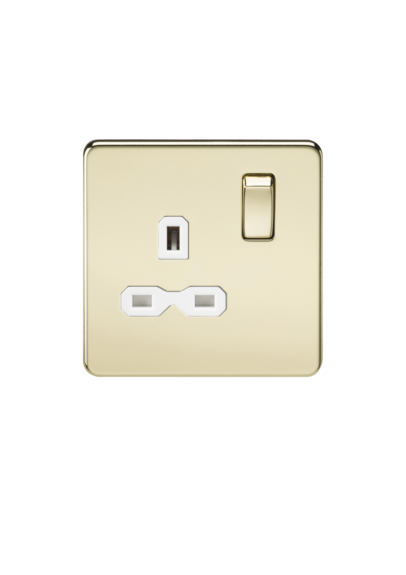 Polished Brass 13A 1G DP Switched Socket with White Insert - SFR7000PBW