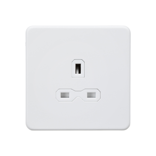 Matt White 13A 1G UnSwitched Socket with white Insert  - SFR7000UMW