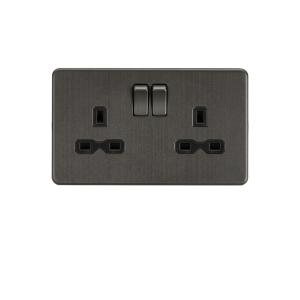 Smoked Bronze 13A 2G DP Switched Socket with Twin Earths with Black insert -  SFR9000SB