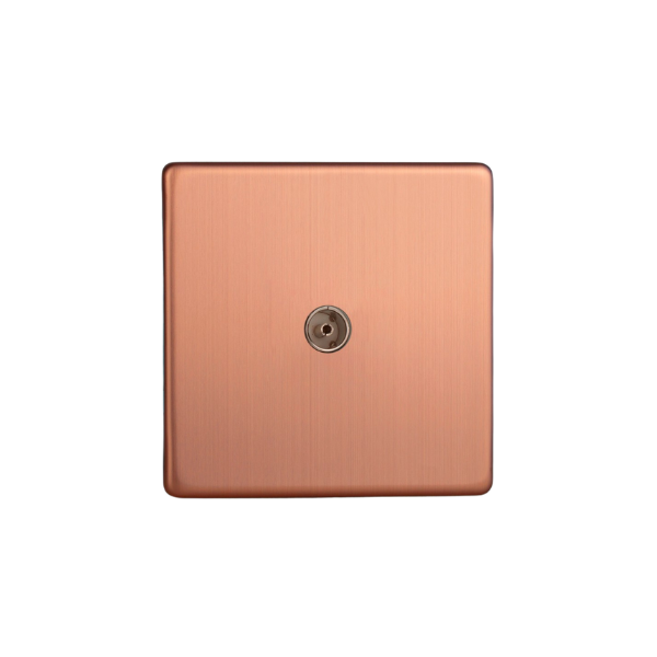 Brushed Copper Urban Screwless 1-Gang TV Socket, Co-Axial XDY8S.BC