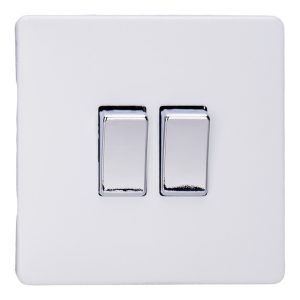 Varilight Primed 2-Gang 10A 1- or 2-Way Rocker Switch with Chrome Rockers XDY2S.PD