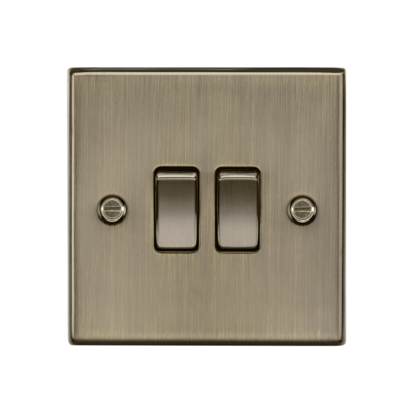 Antique Brass 10AX 2G 2-way Plate Switch - CS3AB