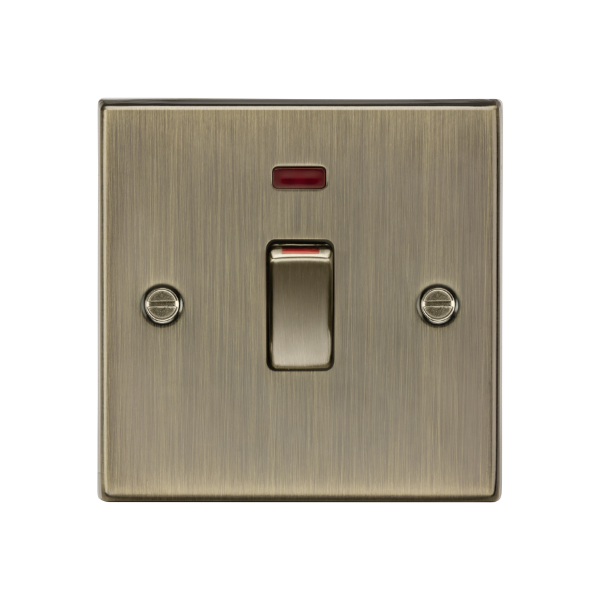 Antique Brass 45A DP switch with neon (1G size) - CS81MNAB