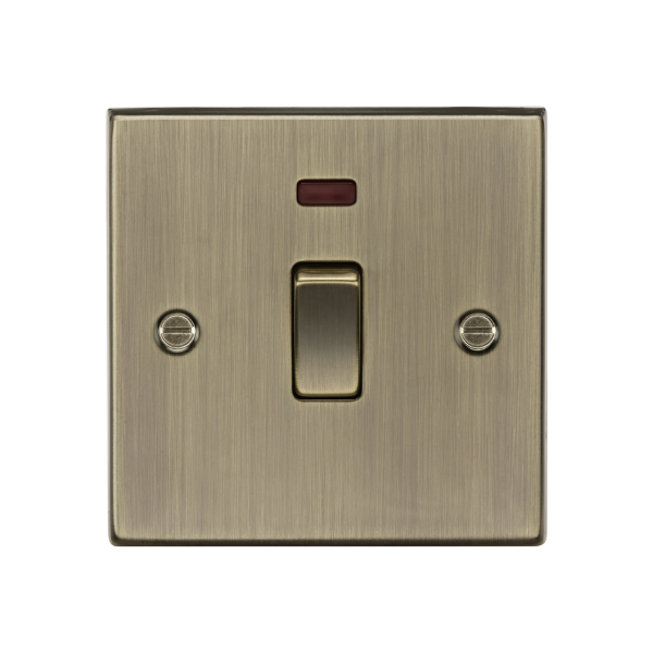 Antique Brass 20A 1G DP Switch with Neon - CS834NAB
