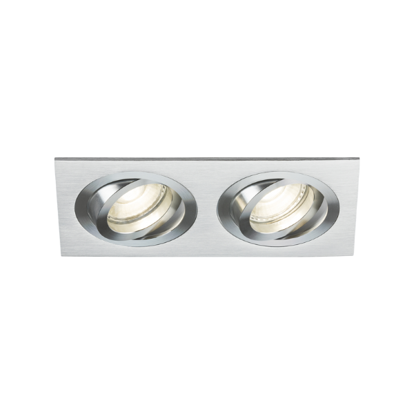 Ambar Twin Tilt Square Downlight Brushed Chrome - AMA2TSBC