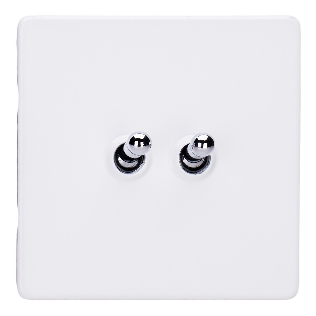 Varilight Primed 2-Gang 10A 1- or 2-Way Toggle Switch with Chrome Toggle - XDYT2S.PD