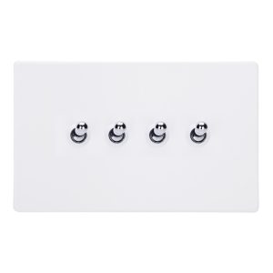 Varilight Primed 4-Gang 10A 1- or 2-Way Toggle Switch (Twin Plate) with Chrome Toggle - XDYT9S.PD