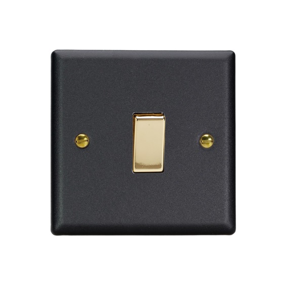 Varilight Vogue Matt Black 1-Gang 10A 1- or 2-Way Rocker Switch - XY1V.MB