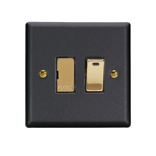 Varilight Vogue Matt Black 13A Switched Fused Spur + Neon- XY6NV.MB