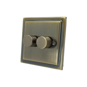 Antique Brass 2 Gang 250W Dimmer Switch R11AB