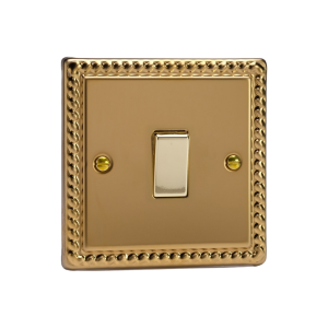 Varilight Georgian Brass 1-Gang 10A 1- or 2-Way Rocker Switch - XG1D