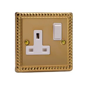 Varilight Georgian Brass 1-Gang 13A Double Pole Switched Socket - XG4W