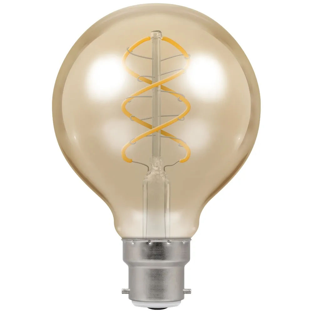 LED G80 Spiral Filament Antique • Dimmable • 6W • 2200K • BC-B22d