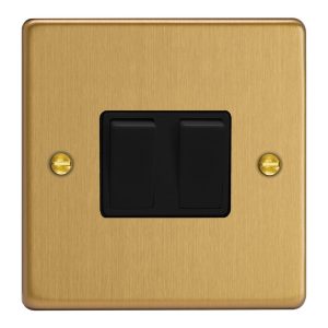 Brushed Brass 2-Gang 10A 1- or 2-Way Rocker Switch XDE2B.BB