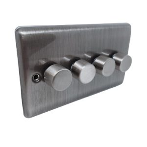 Brushed Chrome 4 Gang 250W Dimmer Switch - 13BC