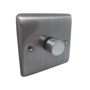 BRUSHED CHROME 400W 1 GANG 2 WAY DIMMER SWITCH - 22BC