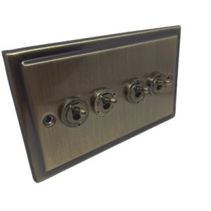 Antique Brass 20AX 4 gang 2 Way Toggle - R19AB