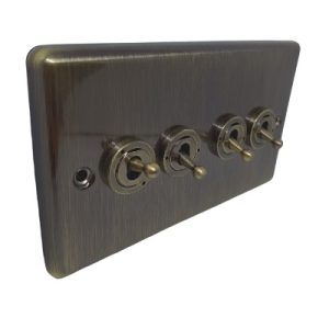 Windsor Antique Brass 20AX 4 gang 2 way Toggle switch - W19AB