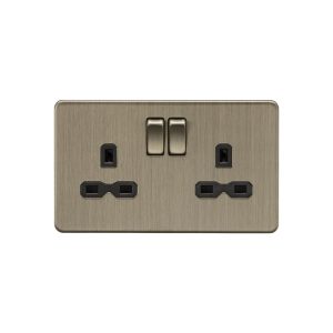Antique Brass 13A 2G DP Switched Socket - SFR9000AB