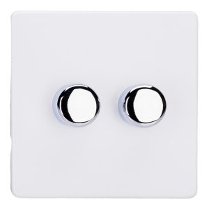 Varilight 2-Gang 2-Way V-Pro Push On/Off Rotary LED Dimmer 2 x 0-120W - JDYP252S.PD