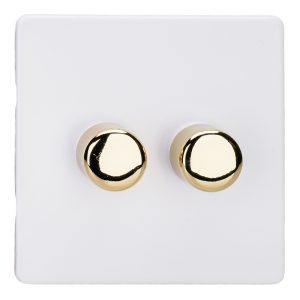 Varilight 2-Gang 2-Way V-Pro Push On/Off Rotary LED Dimmer 2 x 0-120W - JDYP252VS.PD