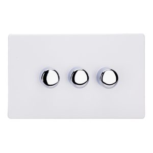 Varilight 3-Gang 2-Way V-Pro Push On/Off Rotary LED Dimmer 3 x 0-120W (Twin Plate) - JDYDP303S.PD