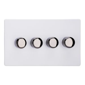 Varilight 4-Gang 2-Way V-Pro Push On/Off Rotary LED Dimmer 4 x 0-120W (Twin Plate) - JDYDP254IS.PD