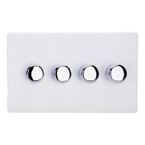 Varilight 4-Gang 2-Way V-Pro Push On/Off Rotary LED Dimmer 4 x 0-120W (Twin Plate) - JDYDP254S.PD