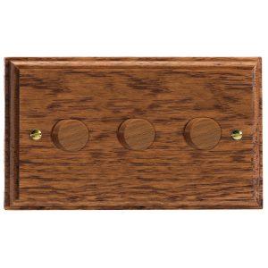 Varilight Kilnwood 3-Gang 2-Way V-Dim Push On/Off Rotary Dimmer 3 x 40-250W (Twin Plate) - HK43MO