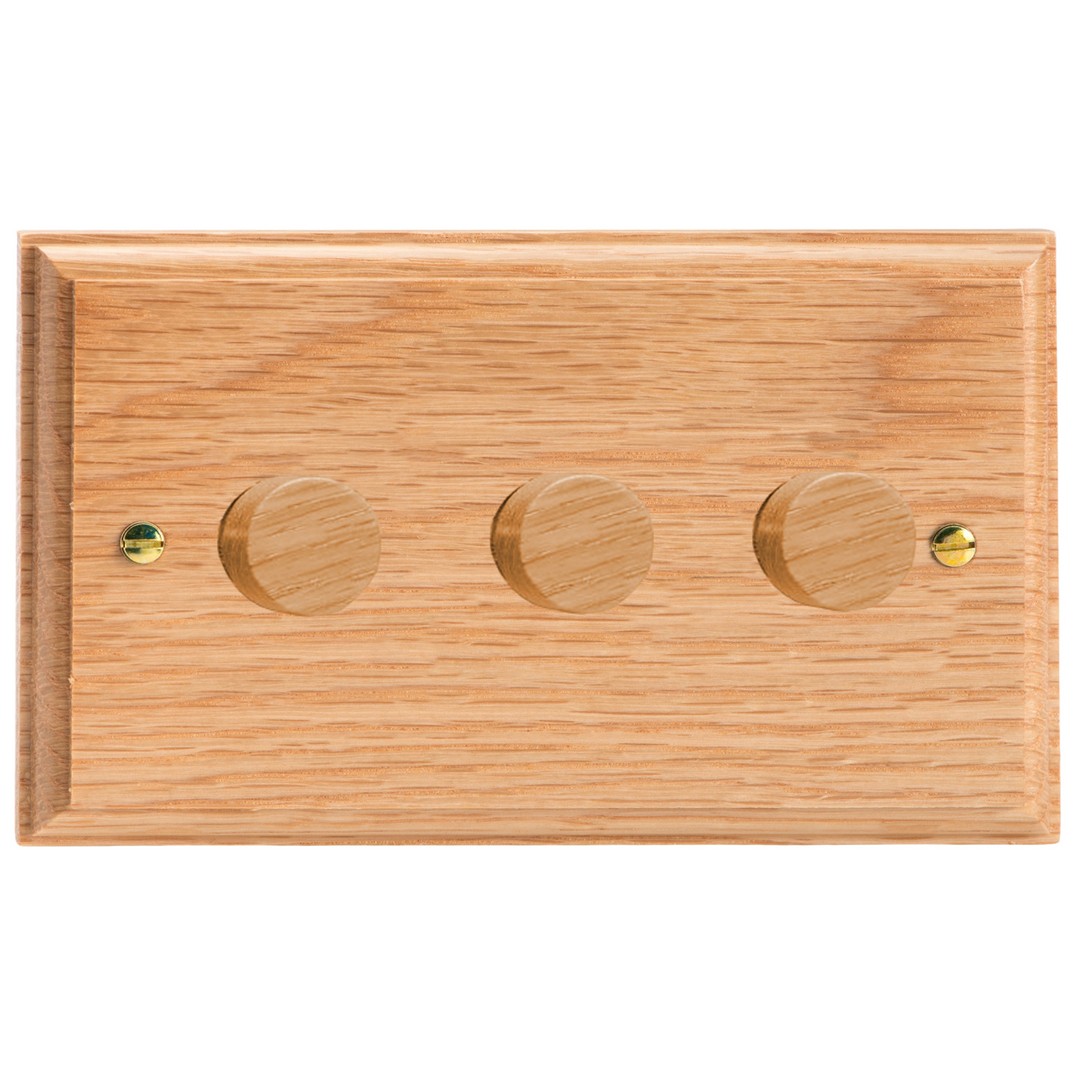 Varilight Kilnwood 3-Gang 2-Way V-Dim Push On/Off Rotary Dimmer 3 x 40-250W (Twin Plate) - HK43O