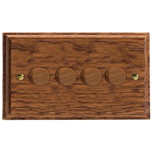 Varilight Kilnwood 4-Gang 2-Way V-Dim Push On/Off Rotary Dimmer 4 x 40-250W (Twin Plate) - HK44MO