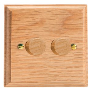 Varilight Kilnwood 2-Gang 2-Way V-Dim Push On/Off Rotary Dimmer 2 x 40-250W - HK4O