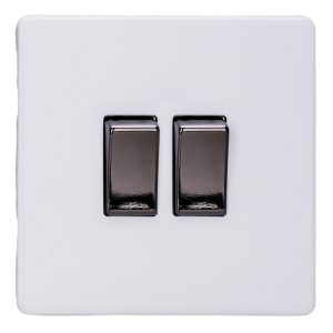 Varilight Primed 2-Gang 10A 1- or 2-Way Rocker Switch with Iridium Rockers XDY2IS.PD