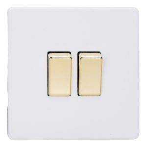 Varilight Primed 2-Gang 10A 1- or 2-Way Rocker Switch with Brass Rockers XDY2VS.PD