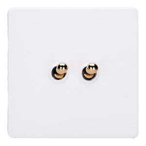 Varilight 2-Gang 10A Intermediate Toggle Switch with Brass Toggle - XDYT71VS.PD