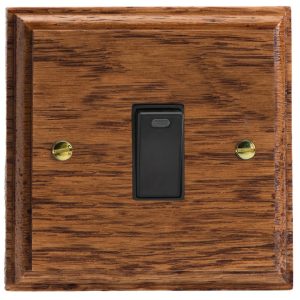 Varilight Kilnwood 1-Gang 20A Double Pole Rocker Switch with Neon Indicator - XK20NMOB