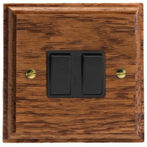 Varilight Kilnwood 2-Gang 10A 1- or 2-Way Rocker Switch - XK2MOB