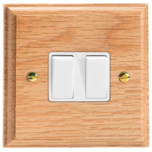 Varilight Kilnwood 2-Gang 10A 1- or 2-Way Rocker Switch - XK2OW