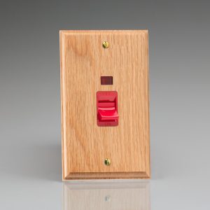 Varilight Kilnwood 45A Cooker Switch with Neon (Vertical Twin Plate/ Red Rocker) - XK45NO