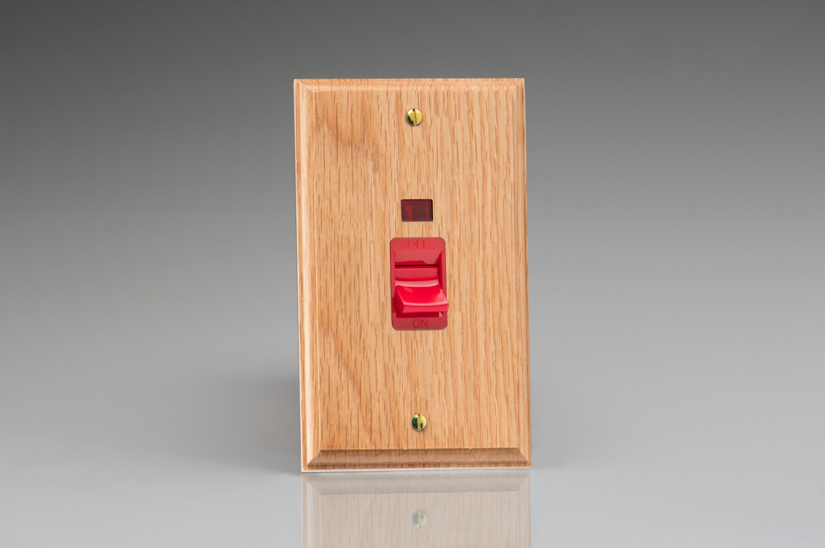 Varilight Kilnwood 45A Cooker Switch with Neon (Vertical Twin Plate/ Red Rocker) - XK45NO