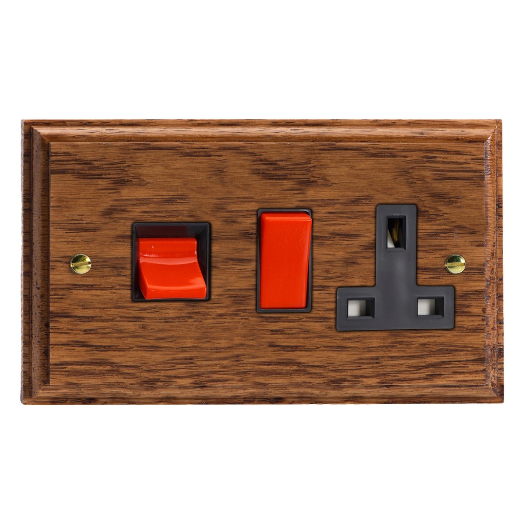 Varilight Kilnwood 45A Cooker Panel with 13A Double Pole Switched Socket - XK45PMOB