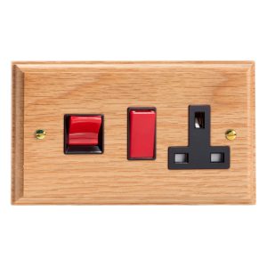 Varilight Kilnwood 45A Cooker Panel with 13A Double Pole Switched Socket - XK45POB