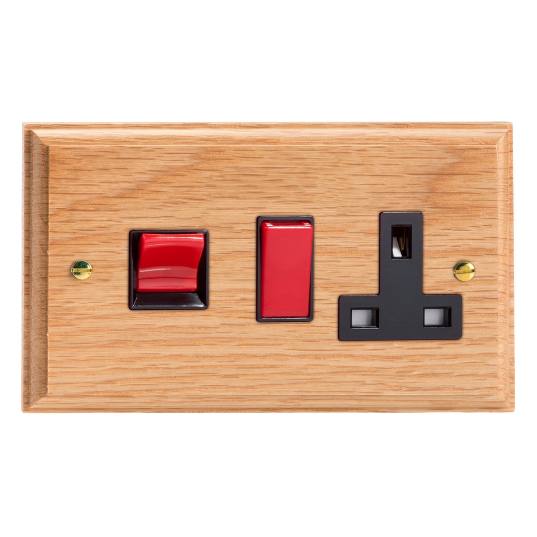 Varilight Kilnwood 45A Cooker Panel with 13A Double Pole Switched Socket - XK45POB