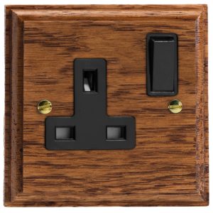 Varilight Kilnwood 1-Gang 13A Double Pole Switched Socket - XK4MOB